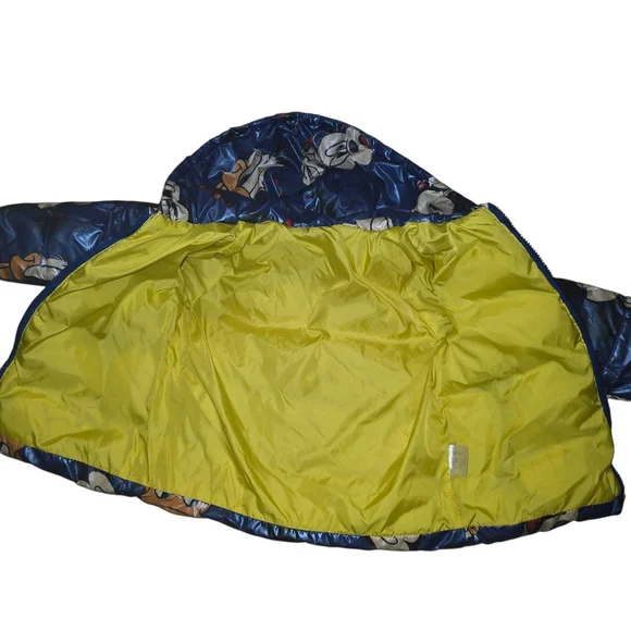 Disney Mickey Mouse Blue Puffer Jacket Kids Size 120 Hooded Coat - Picture 5 of 6